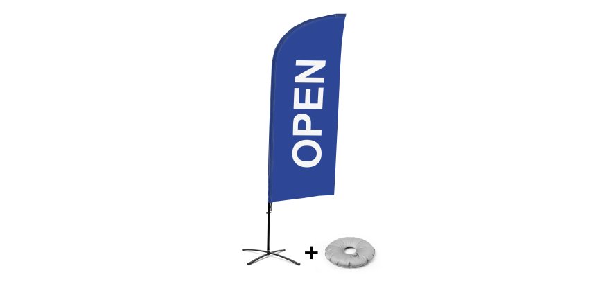 Bandera Aluminio Vela Kit Completo Abierto Azul Inglés Base Cruz
