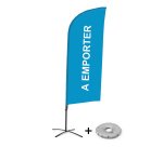 Complete Set of Blue Alu Wind Take Away Beach Flag French Croissilion