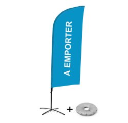 Complete set Beach Flag Alu Wind A Emporter Frans blauw met kruisvormige voet