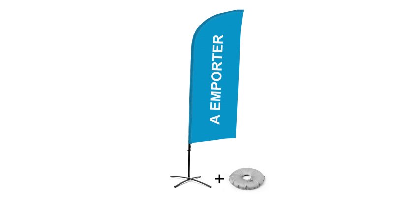 Ensemble Complet De Beach Flag Alu Wind Take Away Bleu Français Croissilion