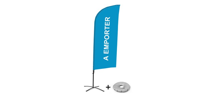 Complete Set of Blue Alu Wind Take Away Beach Flag French Croissilion