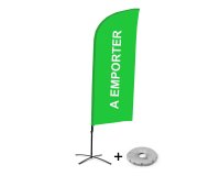 Complete set Beach Flag Alu Wind A Emporter Frans groen met kruisvormige voet