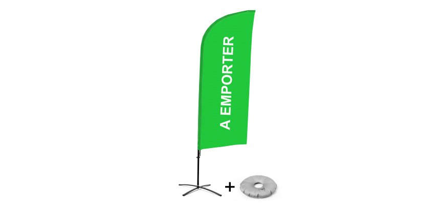 Complete Set of Beach Flag Alu Wind Take Away Green French Croissilion