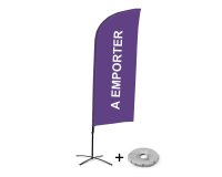 Ensemble Complet De Beach Flag Alu Wind Take Away Violet Français Croissilion