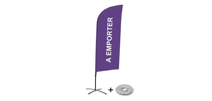 Complete set Beach Flag Alu Wind A Emporter Frans violet met kruisvormige voet