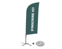 Ensemble Complet De Beach Flag Alu Wind Signez Ici Gris Français Croissilion