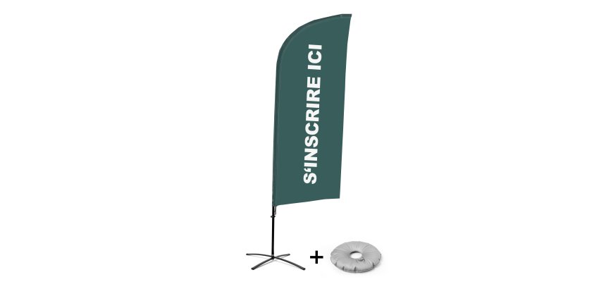 Complete Set of Beach Flag Alu Wind Sign Here Grey French Croissilion