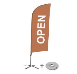 Bandera Aluminio Vela Kit Completo Abierto Marrón Inglés Base Cruz