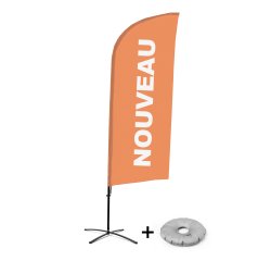 Ensemble Complet De Beach Flag Alu Wind Nouveau New Orange Français Croissilion