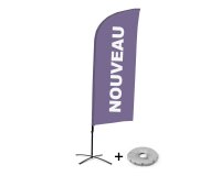 Complete set Beach Flag Alu Wind Nouveau Frans violet met kruisvormige voet
