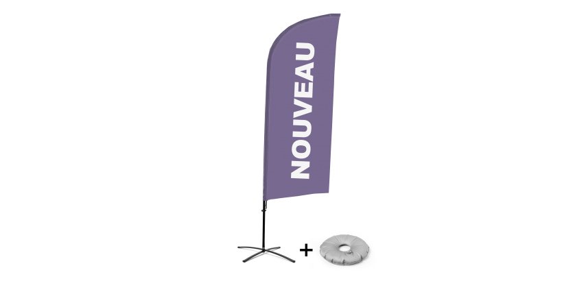 Complete Set of New Purple Alu Wind Beach Flag French Croissilion