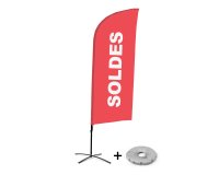 Ensemble Complet De Beach Flag Alu Wind Winde Rouge Français Croissilion