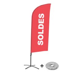 Ensemble Complet De Beach Flag Alu Wind Winde Rouge Français Croissilion