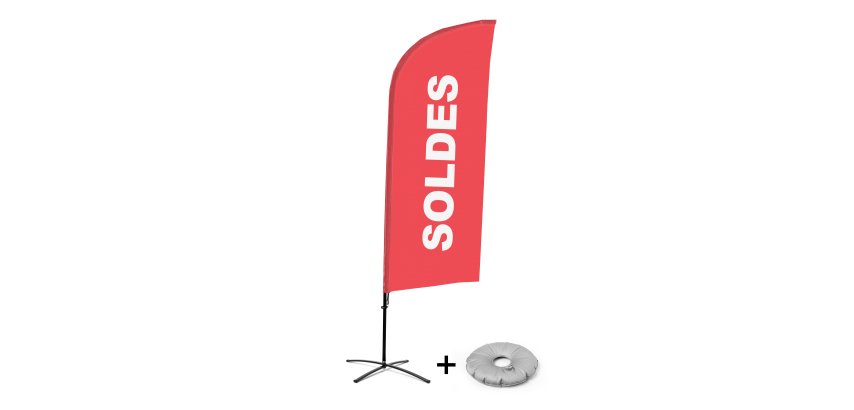 Ensemble Complet De Beach Flag Alu Wind Winde Rouge Français Croissilion