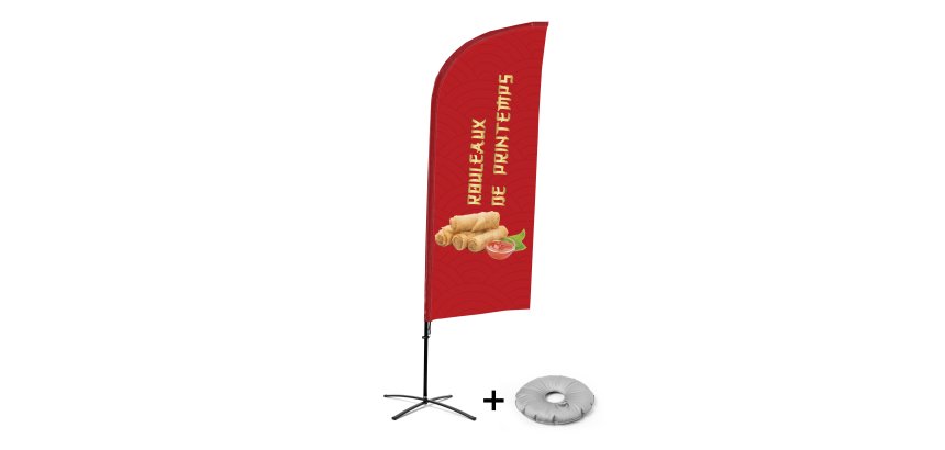 Ensemble Complet De Beach Flag Alu Wind Rouleaux De Printemps Français Croissilion