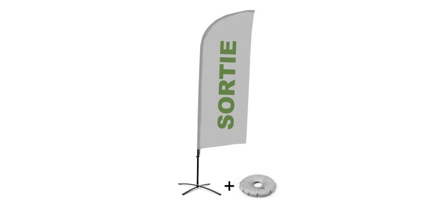 Complete set Beach Flag Alu Wind Sortie Frans grijs kruisvormige voet