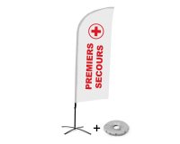Ensemble Complet De Beach Flag Alu Wind Sortie Premiers Secours Français Croissilion