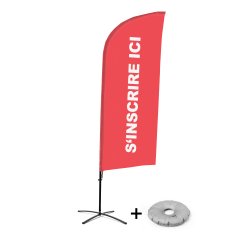 Ensemble Complet De Beach Flag Alu Wind Signez Ici Rouge Français Croissilion