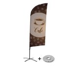 Complete set Beach Flag Alu Wind Café Frans met kruisvormige voet
