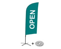 Bandera Aluminio Vela Kit Completo Abierto Verde Inglés Base Cruz