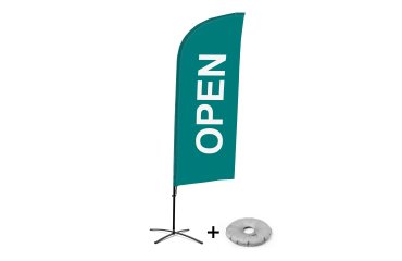 Bandera Aluminio Vela Kit Completo Abierto Verde Inglés Base Cruz