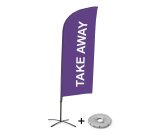Bandera Aluminio Vela Kit Completo Comida para Llevar Morado Base Cruz
