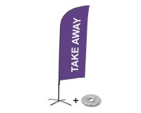 Bandera Aluminio Vela Kit Completo Comida para Llevar Morado Base Cruz