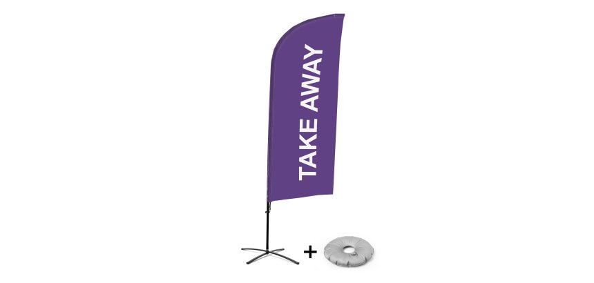 Bandera Aluminio Vela Kit Completo Comida para Llevar Morado Base Cruz