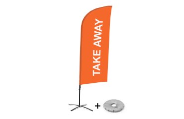 Bandera Aluminio Vela Kit Completo Comida para Llevar Naranja Base Cruz