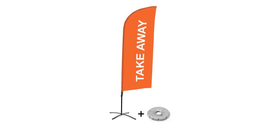 Bandera Aluminio Vela Kit Completo Comida para Llevar Naranja Base Cruz