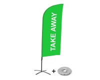 Bandera Aluminio Vela Kit Completo Comida para Llevar Verde Base Cruz