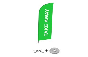 Bandera Aluminio Vela Kit Completo Comida para Llevar Verde Base Cruz