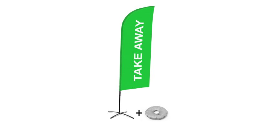 Beach Flag Alu Wind Complete Set Take Away Green Cross Base