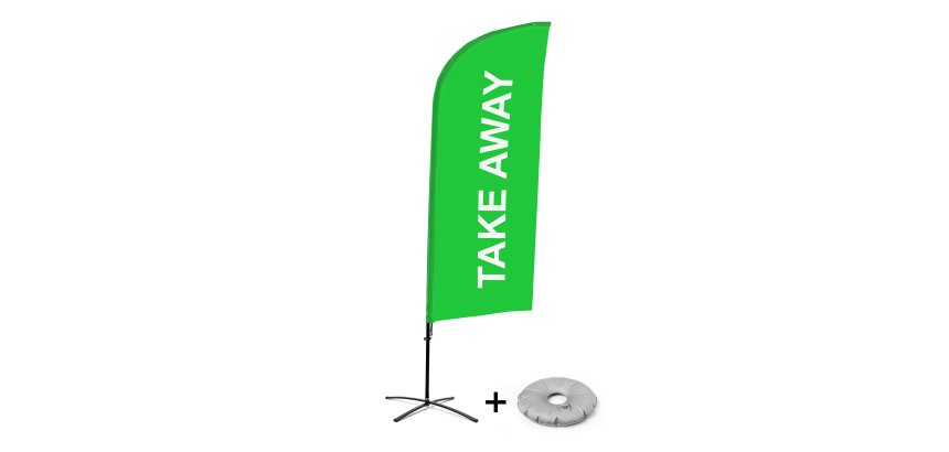Bandera Aluminio Vela Kit Completo Comida para Llevar Verde Base Cruz