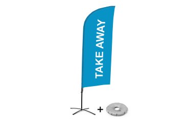 Bandera Aluminio Vela Kit Completo Comida para Llevar Azul Base Cruz
