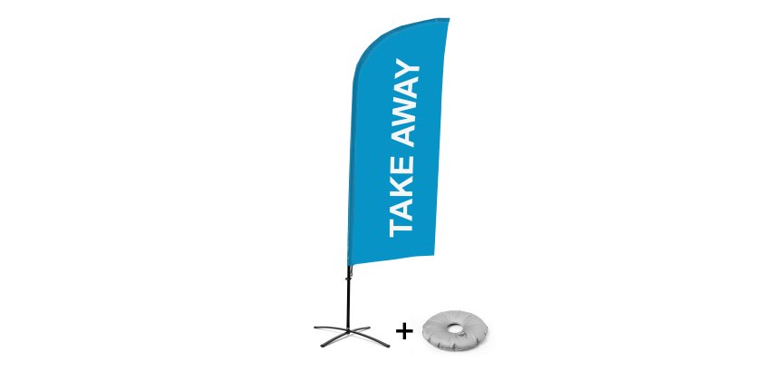 Bandera Aluminio Vela Kit Completo Comida para Llevar Azul Base Cruz