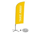 Bandera Aluminio Vela Kit Completo Comida para Llevar Amarillo Base Cruz