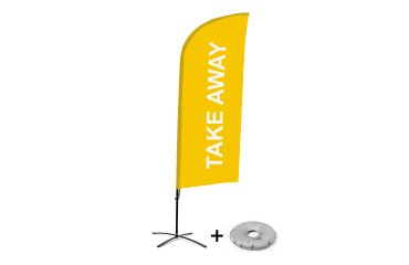 Bandera Aluminio Vela Kit Completo Comida para Llevar Amarillo Base Cruz