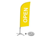 Bandera Aluminio Vela Kit Completo Abierto Amarillo Inglés Base Cruz