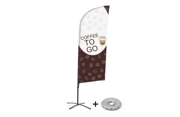 Bandera Aluminio Vela Kit Completo Café para llevar Inglés Base Cruz