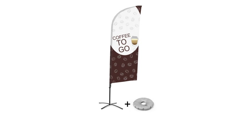 Bandera Aluminio Vela Kit Completo Café para llevar Inglés Base Cruz
