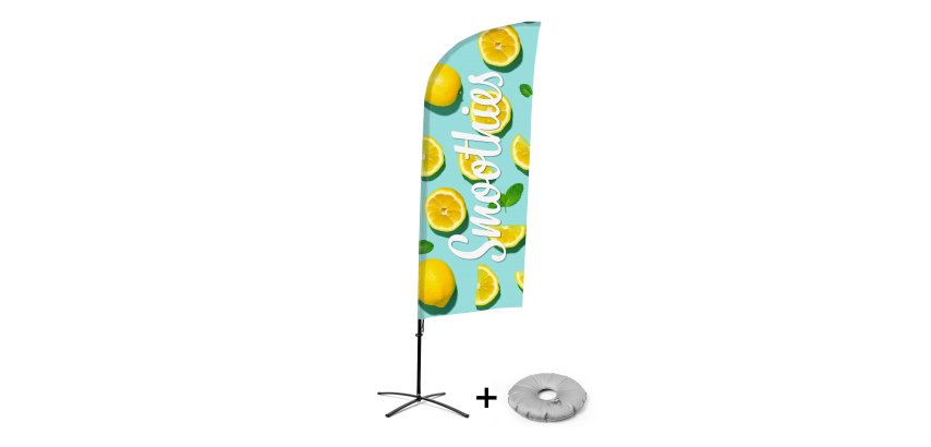 Beach Flag Alu Wind Complete Set Smoothies Lemon Cross Base