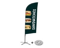 Bandera Aluminio Vela Kit Completo Bocadillos Inglés Base Cruz