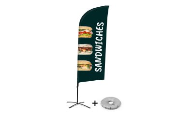 Bandera Aluminio Vela Kit Completo Bocadillos Inglés Base Cruz