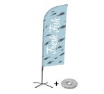 Bandera Aluminio Vela Kit Completo Pescado Fresco Inglés Base Cruz