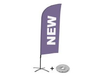 Bandera Aluminio Vela Kit Completo Nuevo Púrpura Inglés Base Cruz