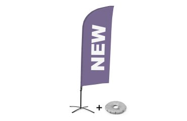 Bandera Aluminio Vela Kit Completo Nuevo Púrpura Inglés Base Cruz