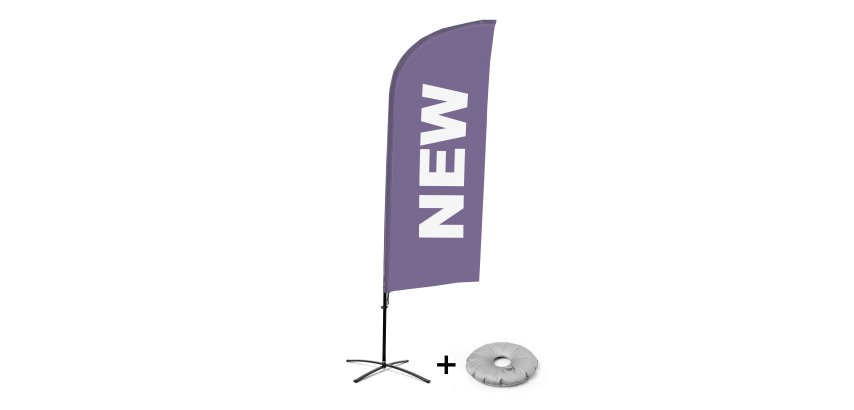 Beach Flag Alu Wind Complete Set New Purple English Cross Base