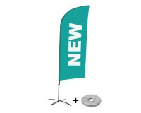 Bandera Aluminio Vela Kit Completo Nuevo Turquesa Inglés Base Cruz