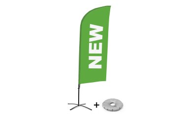 Bandera Aluminio Vela Kit Completo Nuevo Verde Inglés Base Cruz